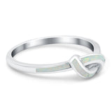 Knot Ring Band Lab Created Opal 925 Sterling Silver (7mm)
