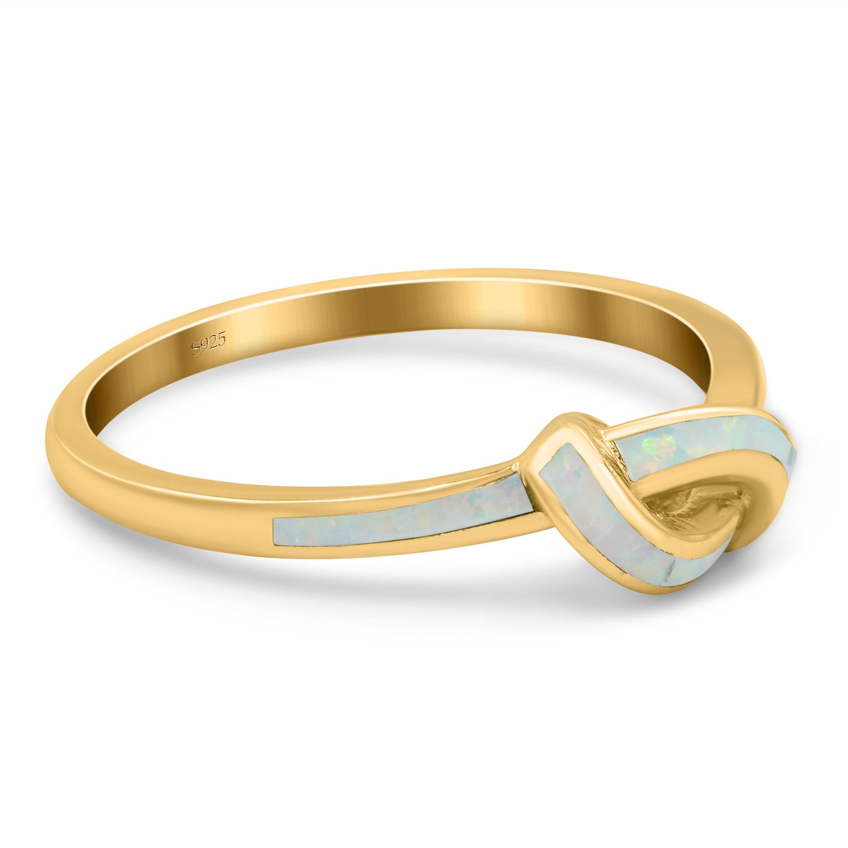 Knot Ring Band Lab Created Opal 925 Sterling Silver (7mm)
