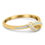 Knot Ring Band Lab Created Opal 925 Sterling Silver (7mm)