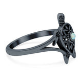 Turtle Ring Band Lab Created Opal 925 Sterling Silver (13mm)