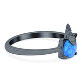 Unicorn Band Ring Round Lab Created Opal 925 Sterling Silver