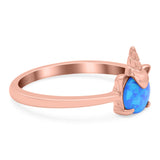 Unicorn Band Ring Round Lab Created Opal 925 Sterling Silver