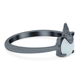Unicorn Band Ring Round Lab Created Opal 925 Sterling Silver