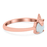 Unicorn Band Ring Round Lab Created Opal 925 Sterling Silver