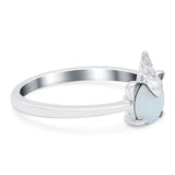 Unicorn Band Ring Round Lab Created Opal 925 Sterling Silver