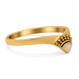 V Shape Ring Band Lab Created Opal 925 Sterling Silver (6mm)