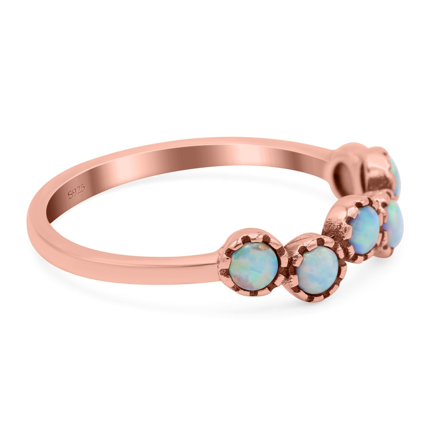 Eternity Band Wedding Ring Lab Created White Opal 925 Sterling Silver (5mm)