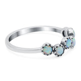 Eternity Band Wedding Ring Lab Created White Opal 925 Sterling Silver (5mm)