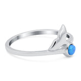 Whale Tail Ring Band Lab Created Opal 925 Sterling Silver (9mm)