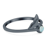 Whale Tail Ring Band Lab Created Opal 925 Sterling Silver (9mm)