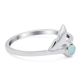 Whale Tail Ring Band Lab Created Opal 925 Sterling Silver (9mm)