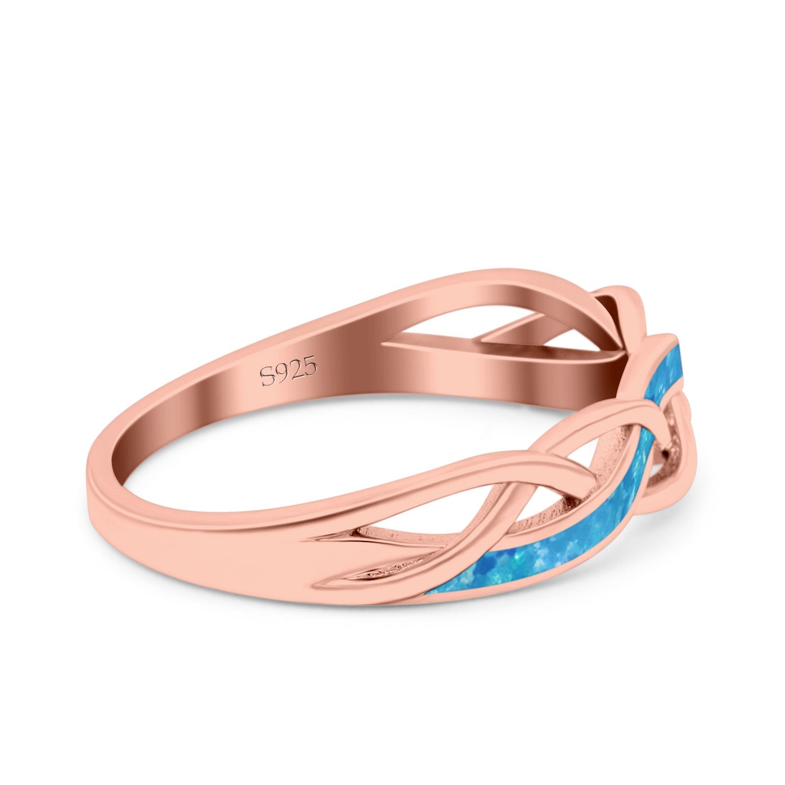 Criss Cross Ring Band Lab Created Opal 925 Sterling Silver (5mm)