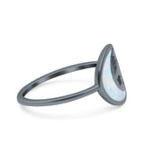 Moon and Stars Ring Band Lab Created Opal 925 Sterling Silver (12mm)