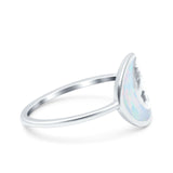 Moon and Stars Ring Band Lab Created Opal 925 Sterling Silver (12mm)