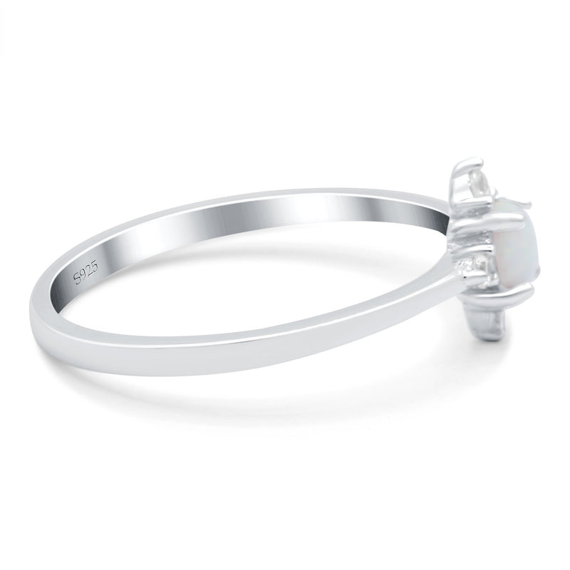 Lab Created Opal Wedding Ring Round Simulated Cubic Zirconia 925 Sterling Silver (8mm)