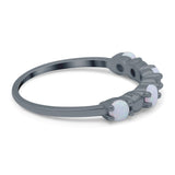 Eternity Band Wedding Ring Lab Created White Opal 925 Sterling Silver