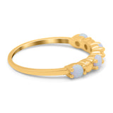 Eternity Band Wedding Ring Lab Created White Opal 925 Sterling Silver