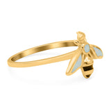 Bee Ring Band Lab Created Opal 925 Sterling Silver (11mm)