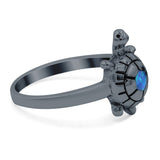 Turtle Ring Lab Created Opal 925 Sterling Silver (13mm)