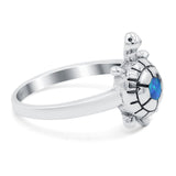Turtle Ring Lab Created Opal 925 Sterling Silver (13mm)