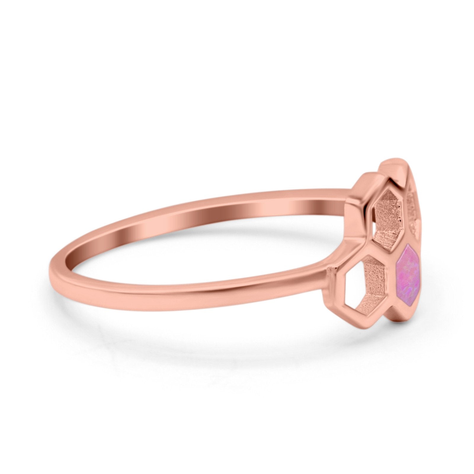 Honeycomb Band Ring Lab Created Opal Solid Cubic Zirconia 925 Sterling Silver