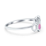 Honeycomb Band Ring Lab Created Opal Solid Cubic Zirconia 925 Sterling Silver