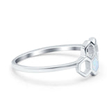Honeycomb Band Ring Lab Created Opal Solid Cubic Zirconia 925 Sterling Silver