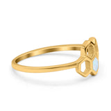 Honeycomb Band Ring Lab Created Opal Solid Cubic Zirconia 925 Sterling Silver