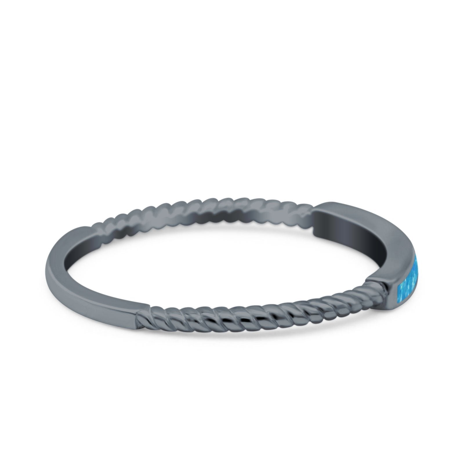 Simple Ring Band Lab Created Opal 925 Sterling Silver (2mm)