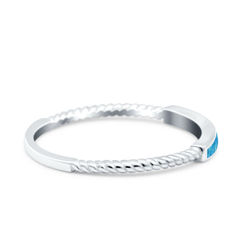 Simple Ring Band Lab Created Opal 925 Sterling Silver (2mm)