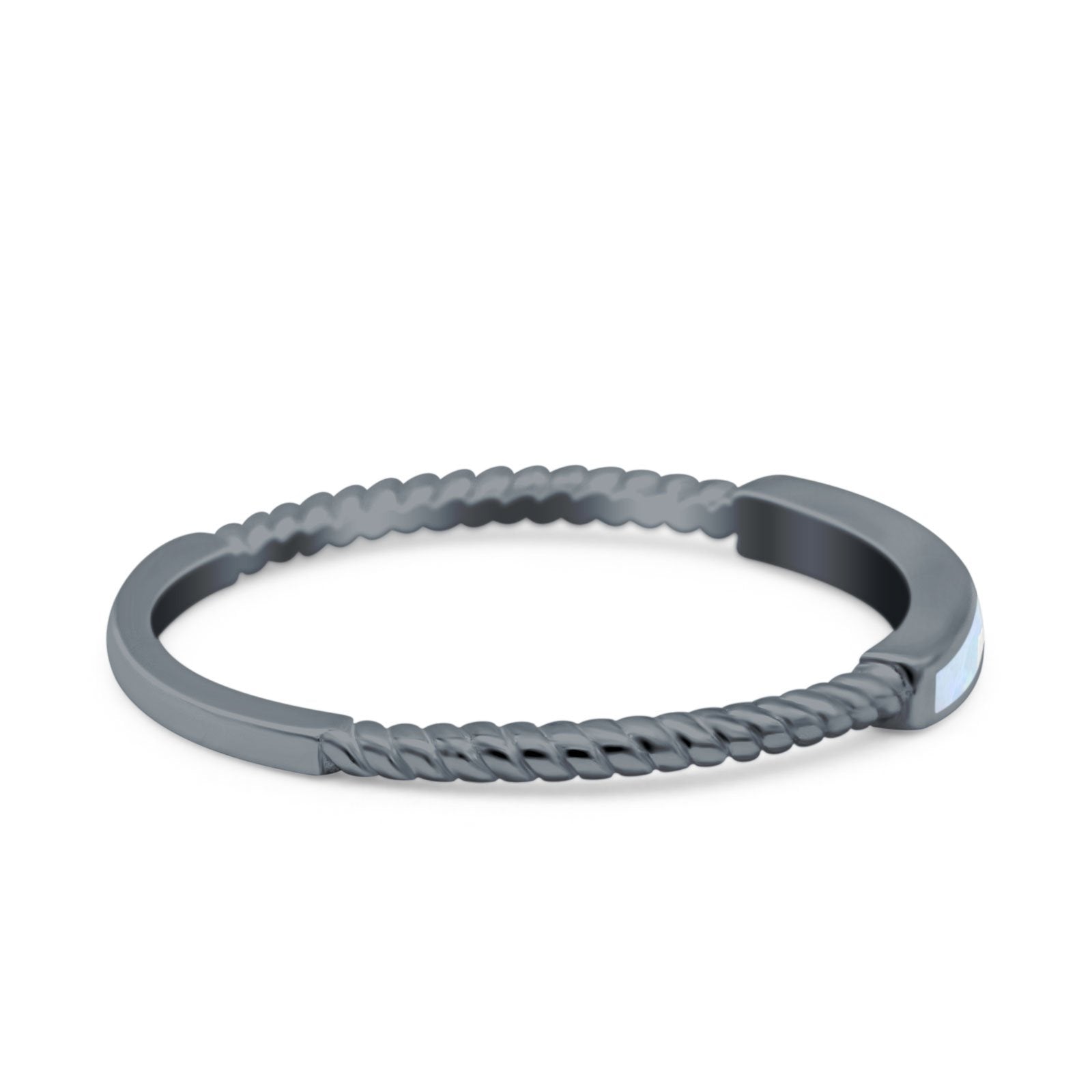 Simple Ring Band Lab Created Opal 925 Sterling Silver (2mm)