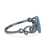 Filigree Thumb Ring Marquise Ring Band Lab Created Opal 925 Sterling Silver (9.5mm)