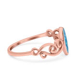 Filigree Thumb Ring Marquise Ring Band Lab Created Opal 925 Sterling Silver (9.5mm)