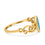 Filigree Thumb Ring Marquise Ring Band Lab Created Opal 925 Sterling Silver (9.5mm)