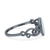 Filigree Thumb Ring Marquise Ring Band Lab Created Opal 925 Sterling Silver (9.5mm)