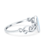 Filigree Thumb Ring Marquise Ring Band Lab Created Opal 925 Sterling Silver (9.5mm)
