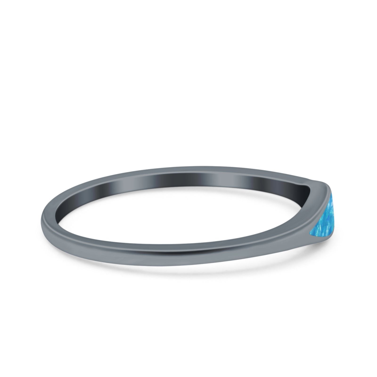 Simple Ring Band Lab Created Opal 925 Sterling Silver (3.5mm)