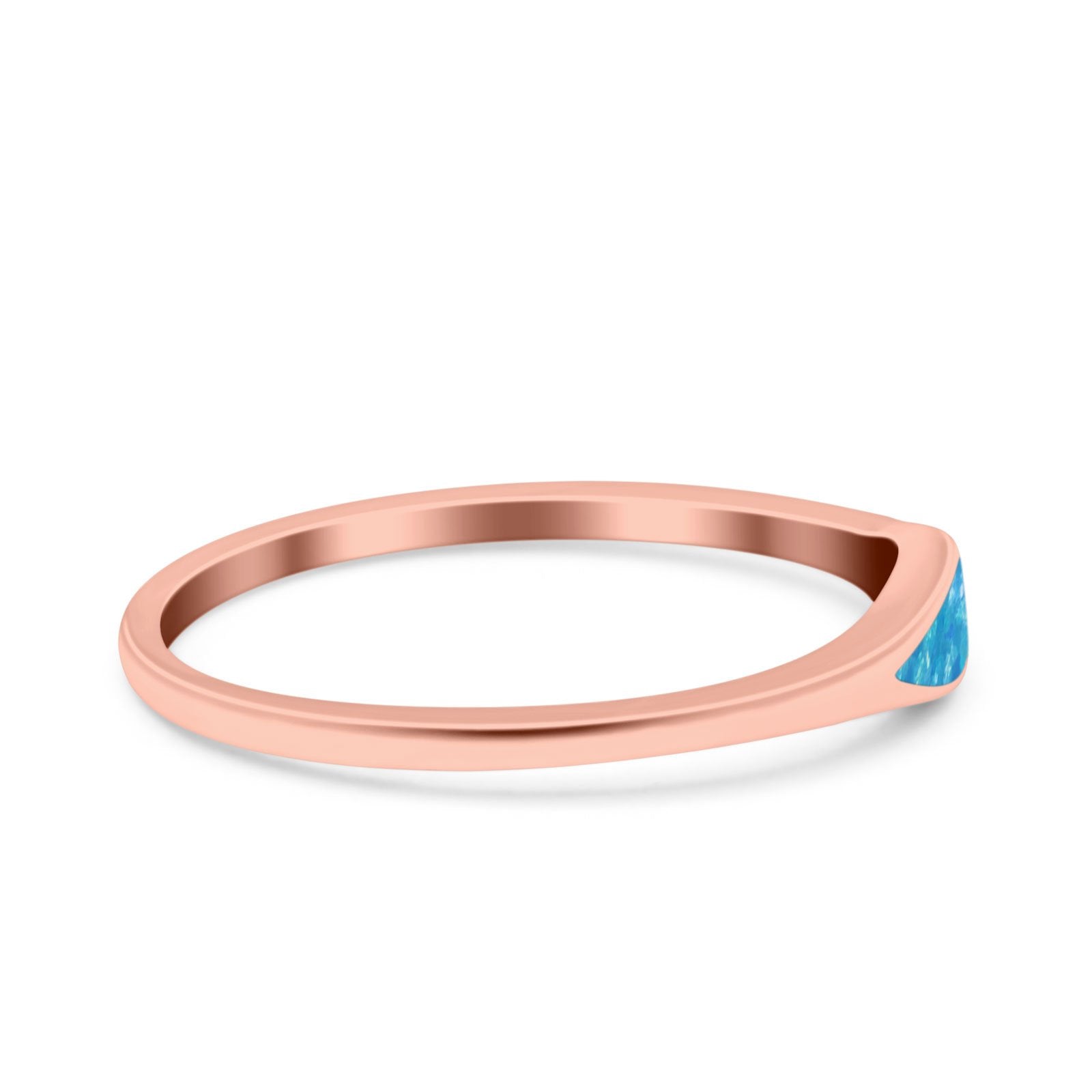 Simple Ring Band Lab Created Opal 925 Sterling Silver (3.5mm)