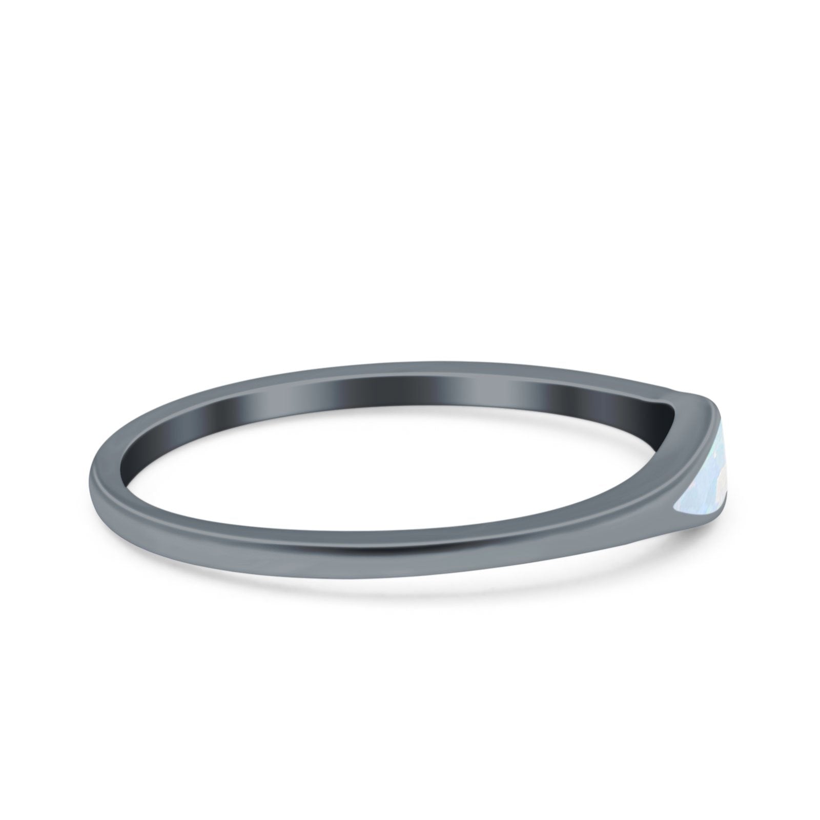 Simple Ring Band Lab Created Opal 925 Sterling Silver (3.5mm)