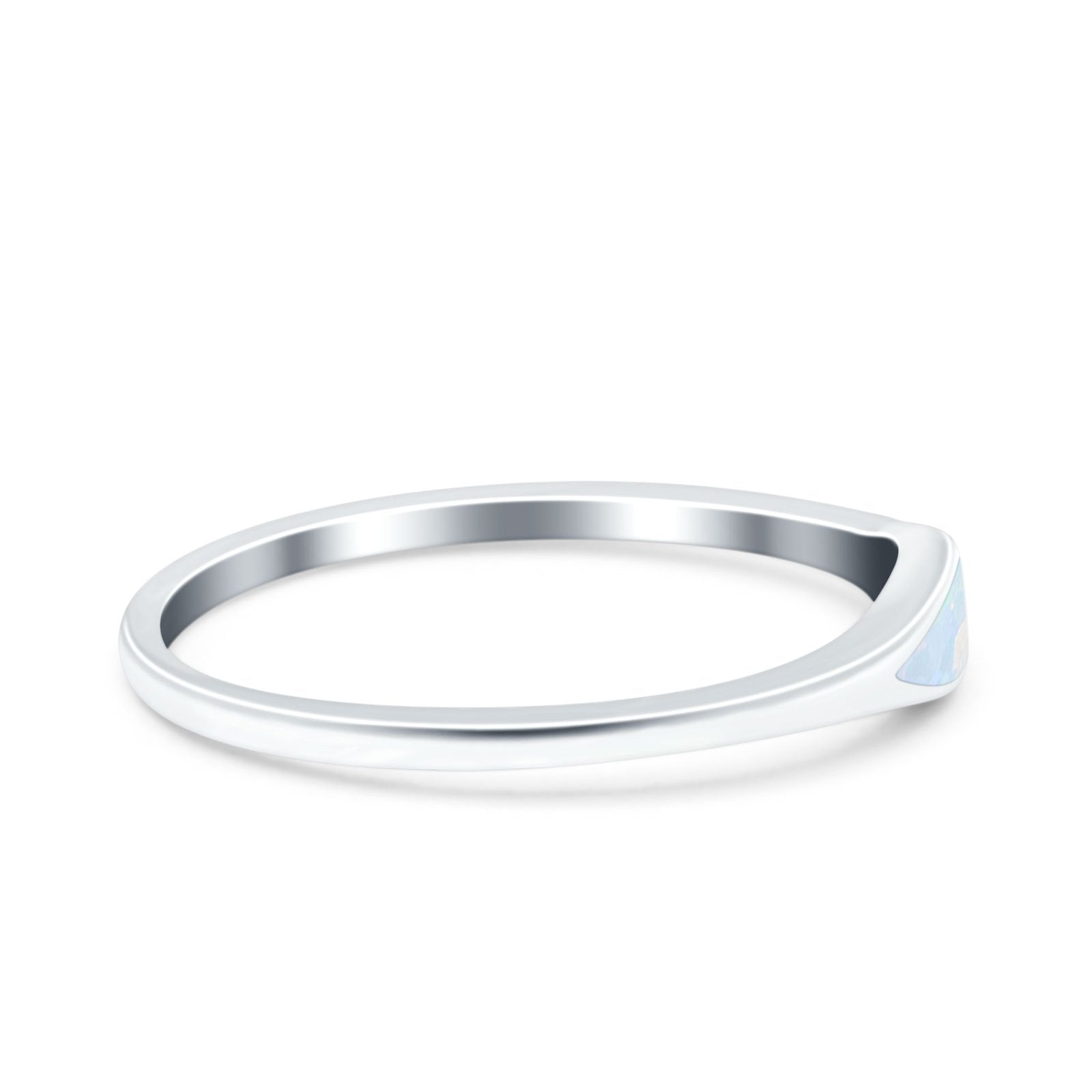 Simple Ring Band Lab Created Opal 925 Sterling Silver (3.5mm)