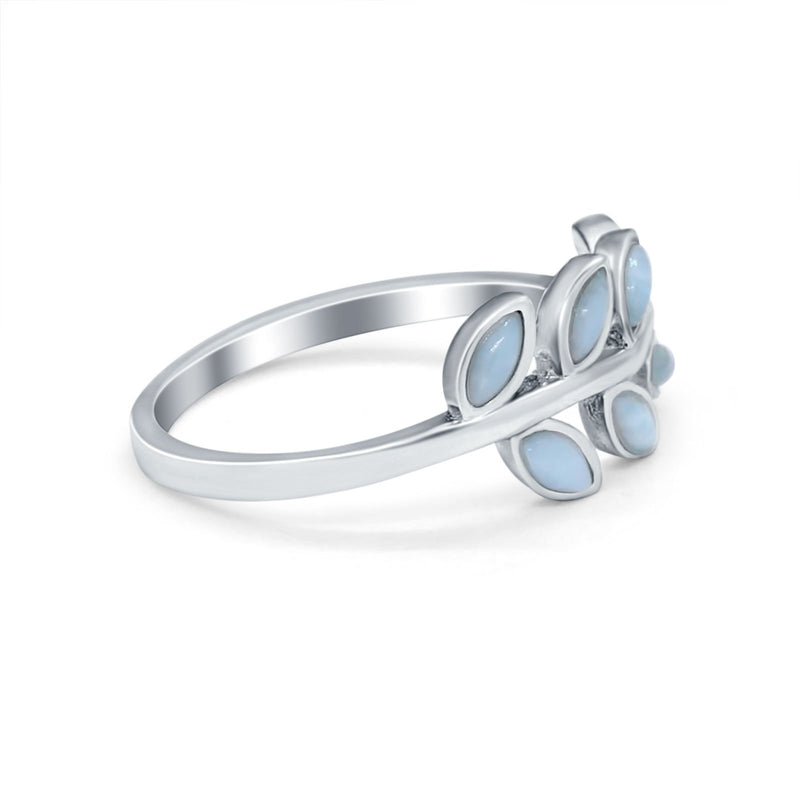 Sideways Leaf  Simulated Cubic Zirconia Ring 925 Sterling Silver