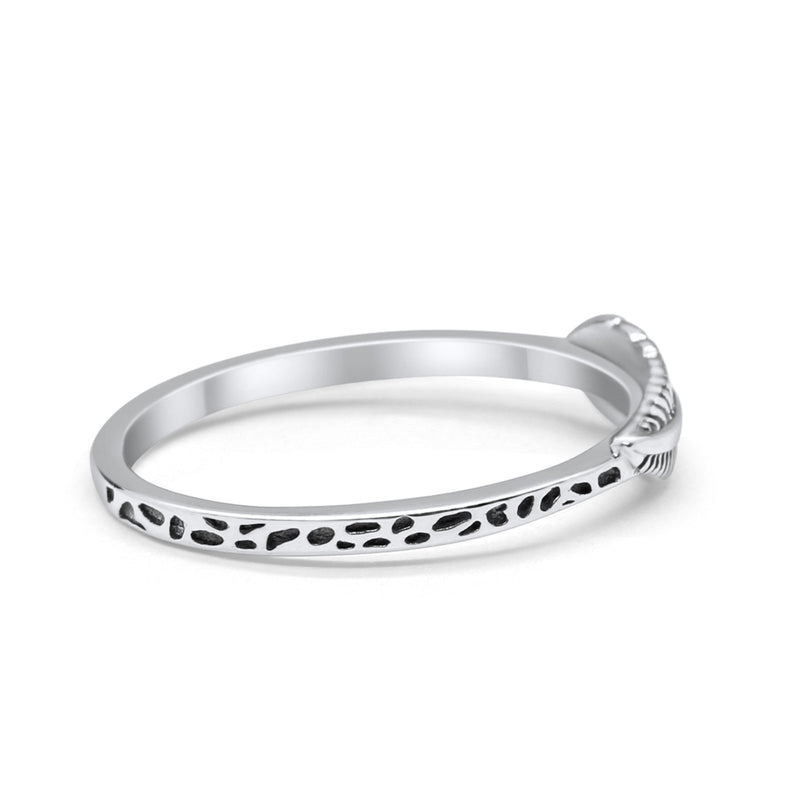 Petite Dainty Feather Band Ring 925 Sterling Silver