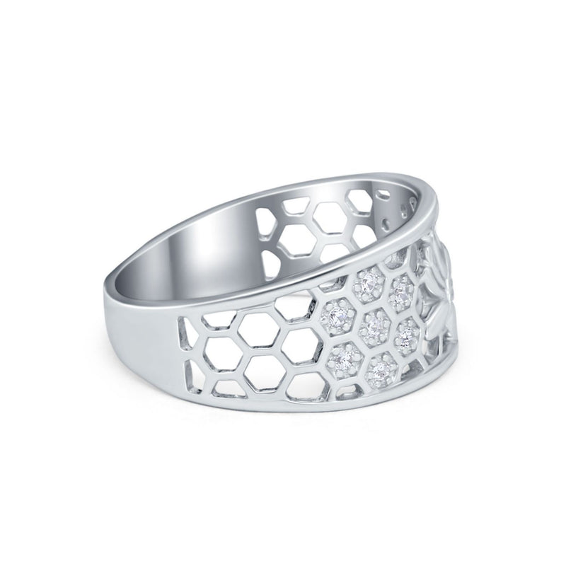 Butterfly Ring Eternity Round Simulated Cubic Zirconia 925 Sterling Silver