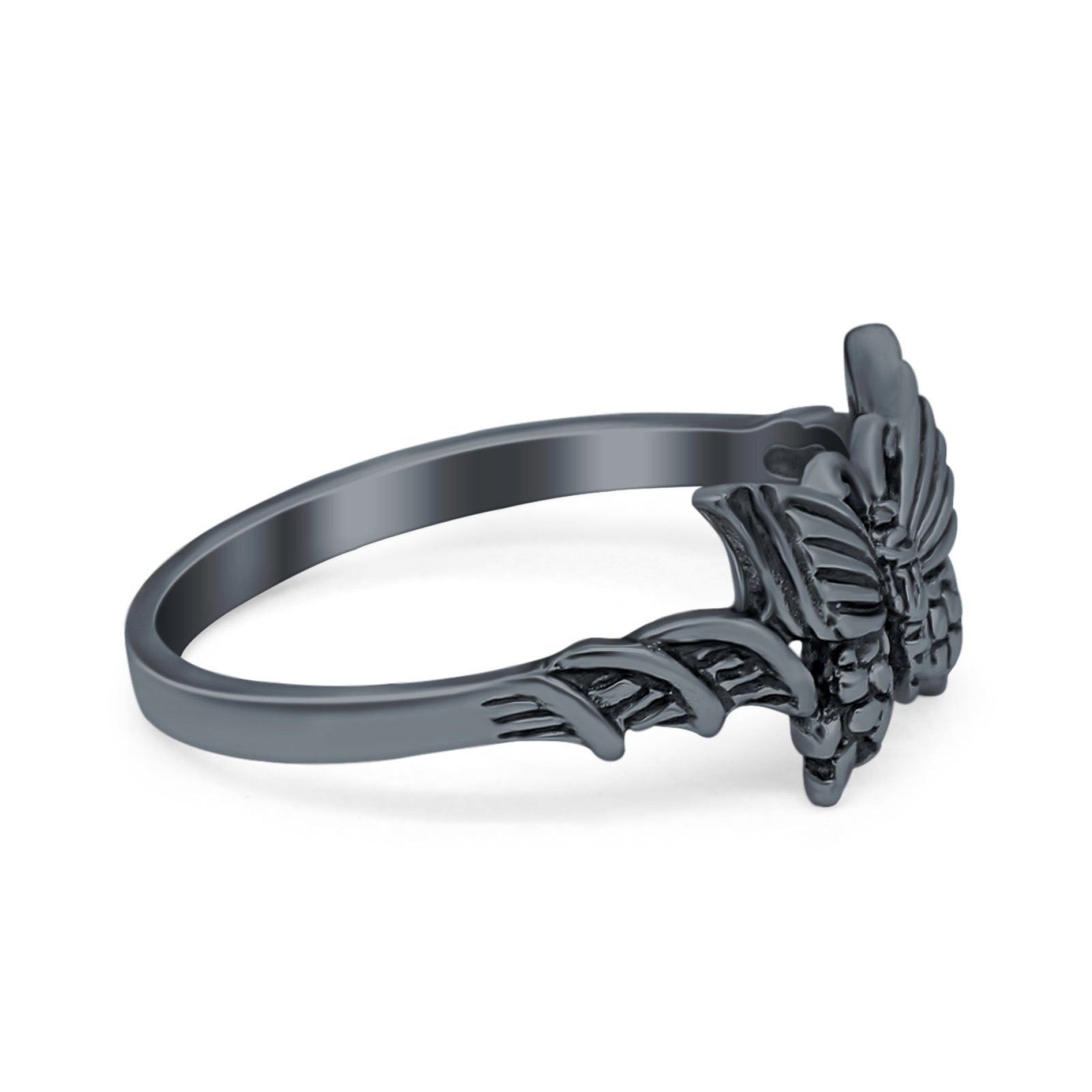 Sterling Silver Twisted Shank Butterfly Ring Band Round 925 Sterling Silver