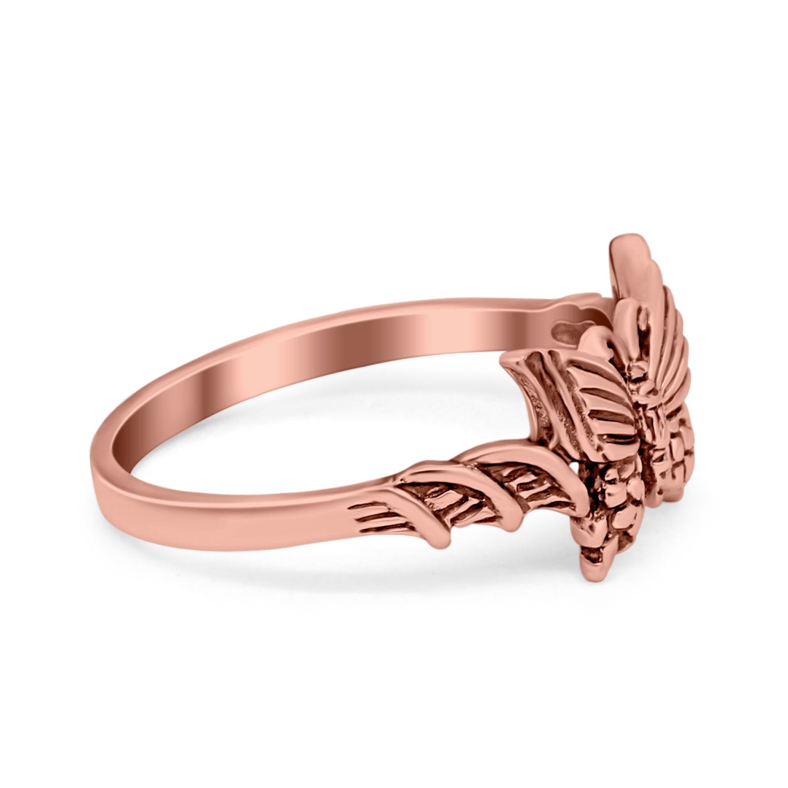 Sterling Silver Twisted Shank Butterfly Ring Band Round 925 Sterling Silver