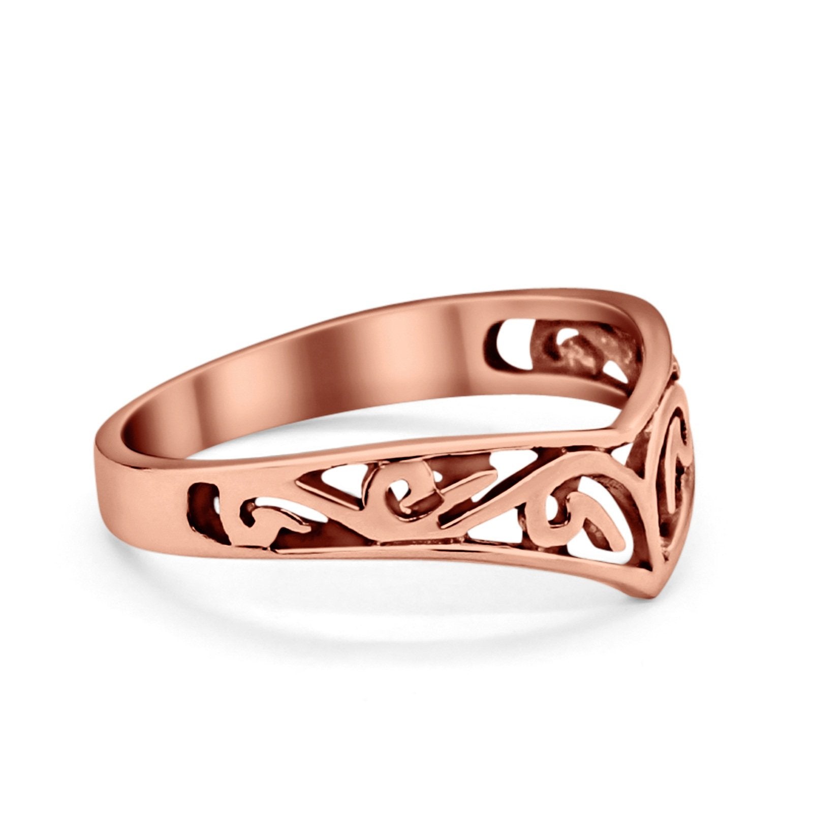 Fashion New Trend Simple Plain Filigree Chevron Midi Ring 925 Sterling Silver