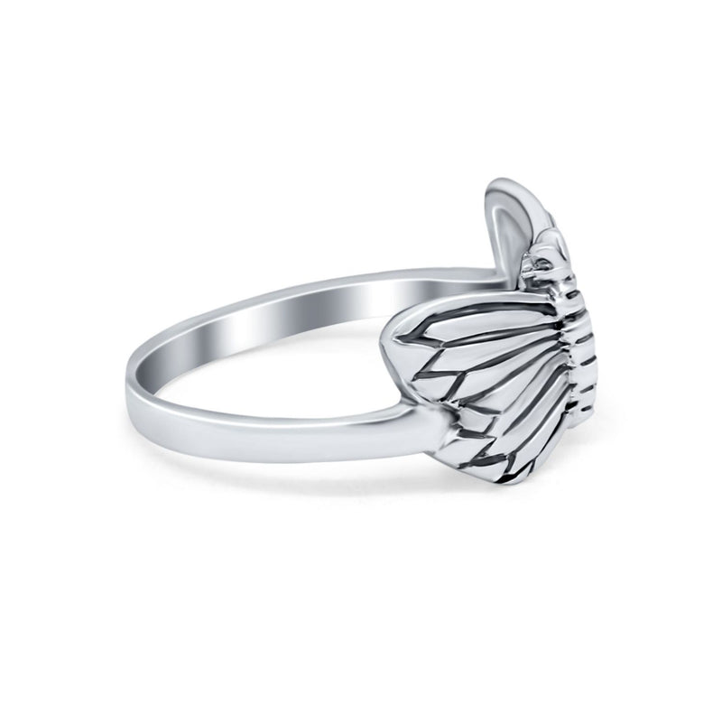 Sterling Silver Fashion Butterfly Ring Band Oxidized Round 925 Sterling Silver