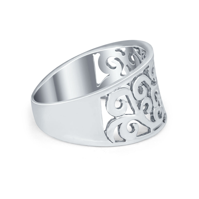 Sterling Silver Filigree Butterfly Ring Band Round 925 Sterling Silver