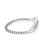 Petite Dainty Feather Ring Twisted Braided Rope Band 925 Sterling Silver