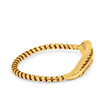 Petite Dainty Feather Ring Twisted Braided Rope Band 925 Sterling Silver